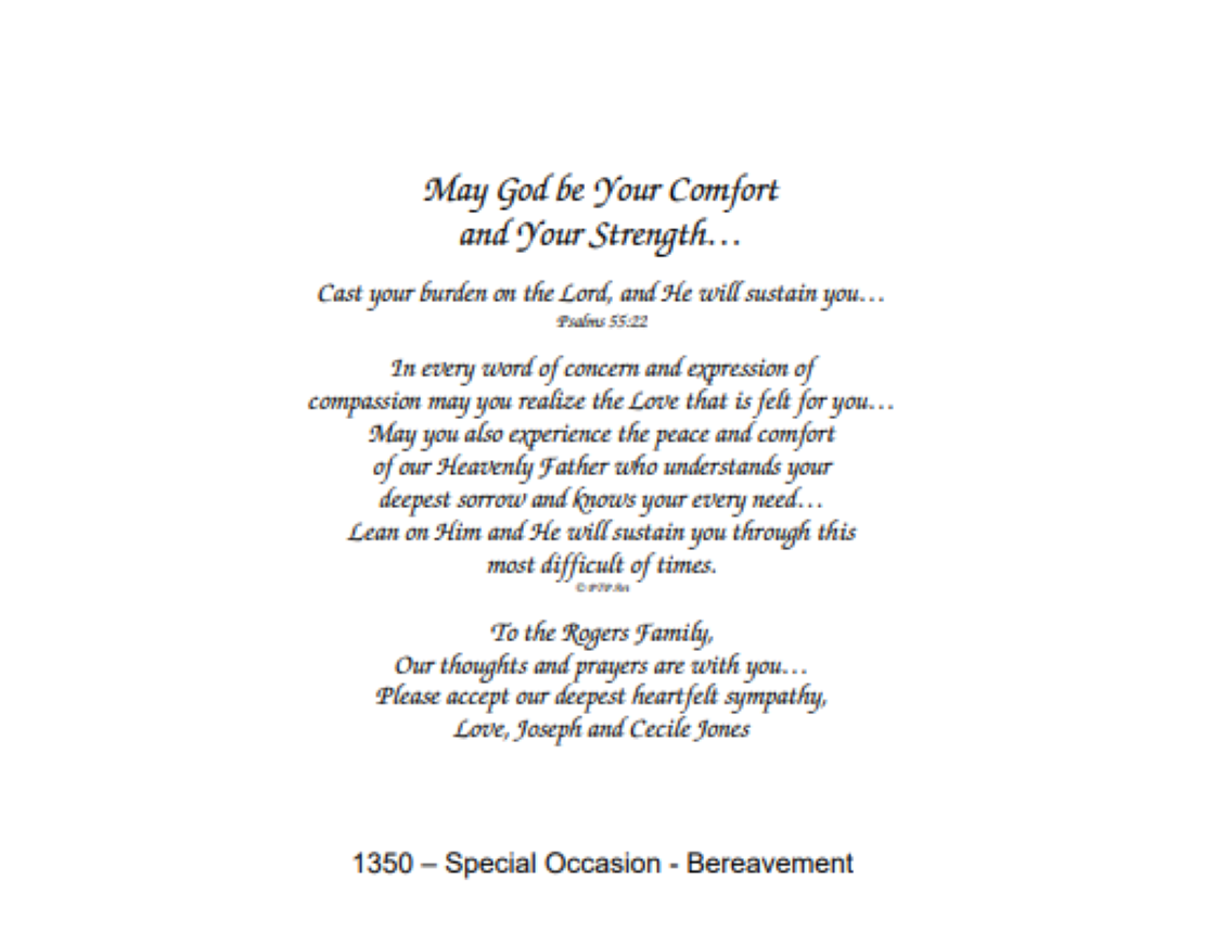 1350 Special Occasion/ Bereavement