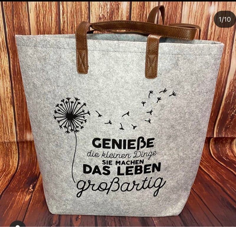 Filztasche mit Aufdruck goldrichtig by petra herzig