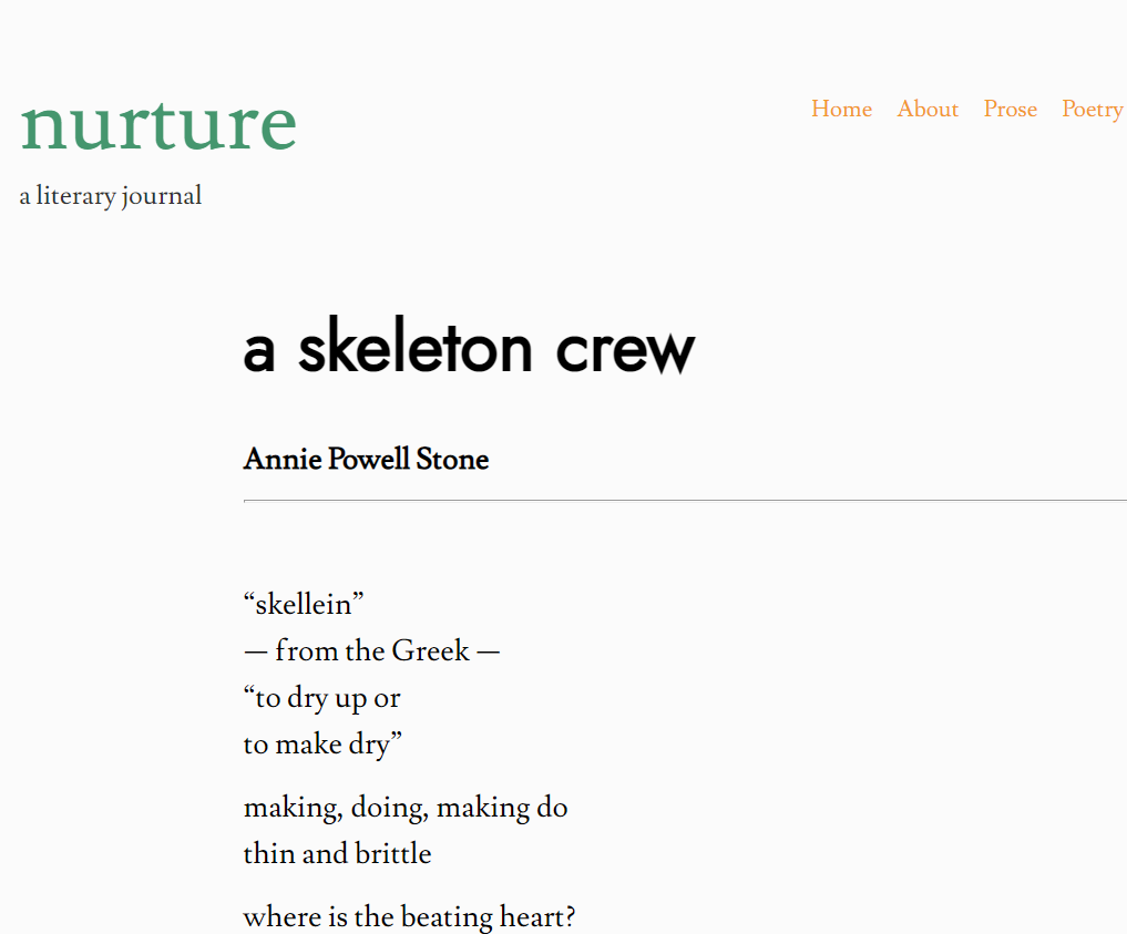 *nominated for Best of the Net* "a skeleton crew"