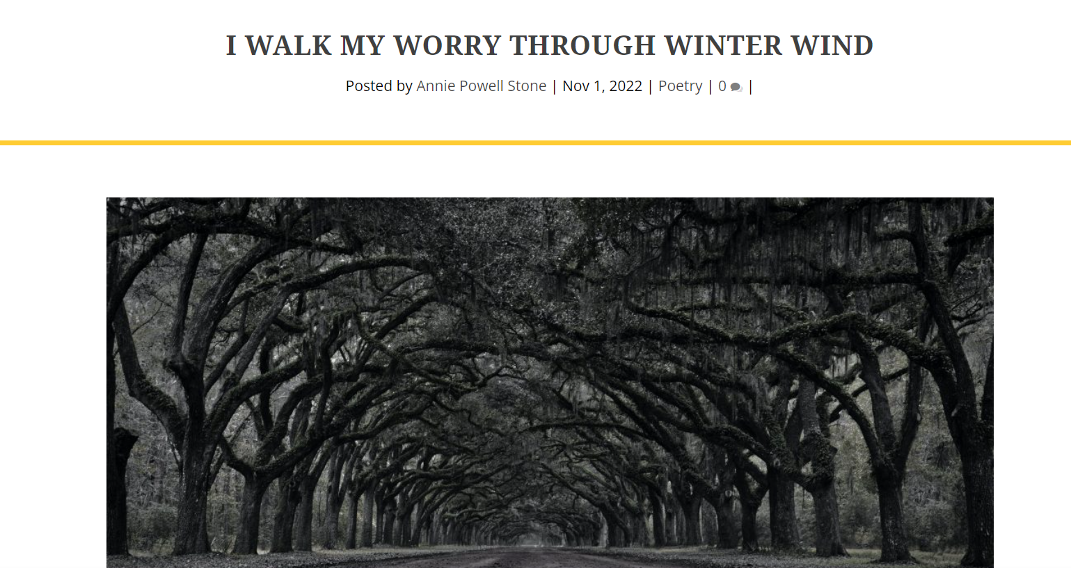 *nominated for a Pushcart Prize* "I walk my worry through winter wind"