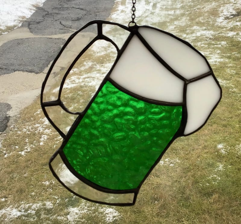 Glass Mug of Green Beer Suncatcher Newfoundland Stained Glass