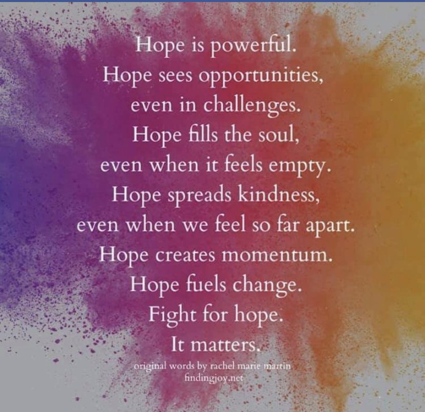 A HOPEiness is a little bit of HOPE and a little bit of Happiness hybrid - it's as if HOPE and happiness had a baby and named it HOPEiness.  Now and then on our social media pages, we sprinkle them with a HOPEiness quote encouraging our followers to stay hopeful, be happy and make an impact to those around them. If you'd like to signup to submit a HOPEiness, please click this link: