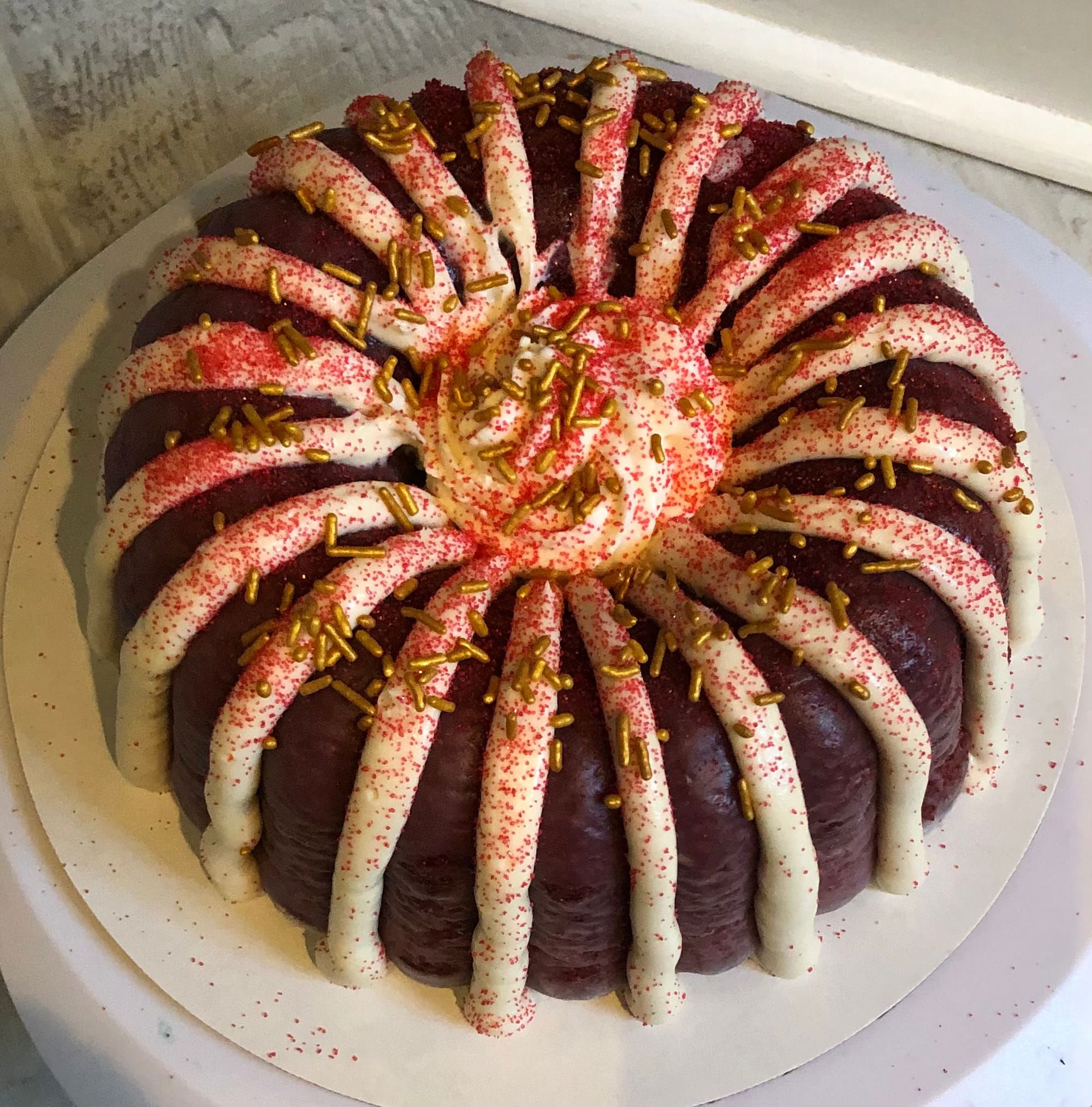 Large Red Velvet Bundt Cake With Cream Cheese Frosting $25