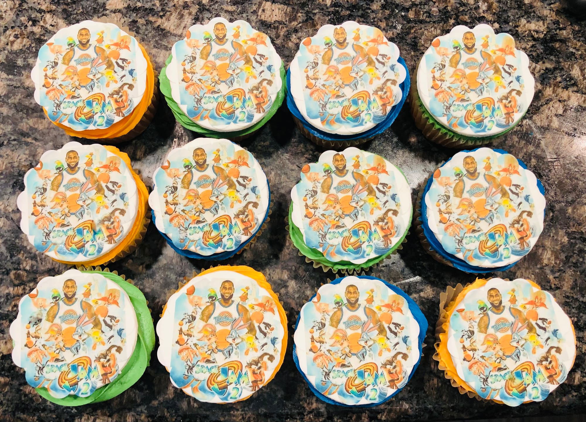 Space Jam 2 Vanilla Cupcakes With Buttercream Frosting