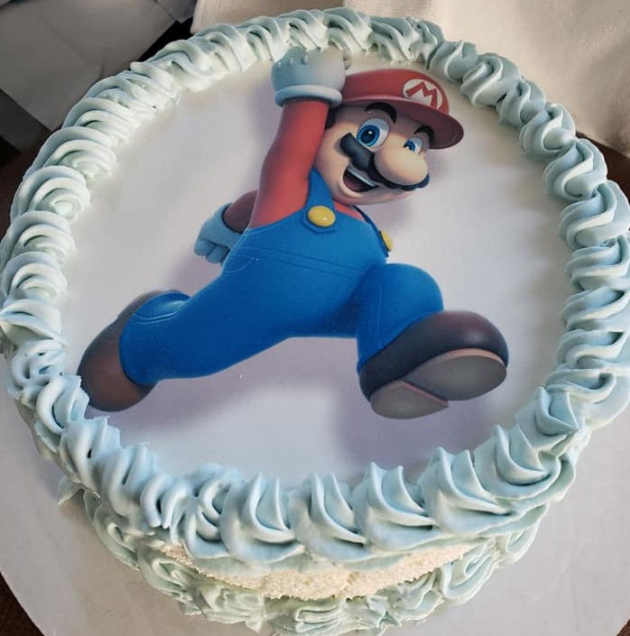 2 Layer Super Mario Bros Marble Cake With Buttercream Frosting