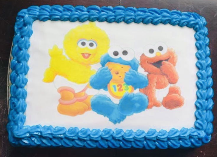 2 Layer Vanilla Baby Sesame Street Sheet Cake With Buttercream Frosting