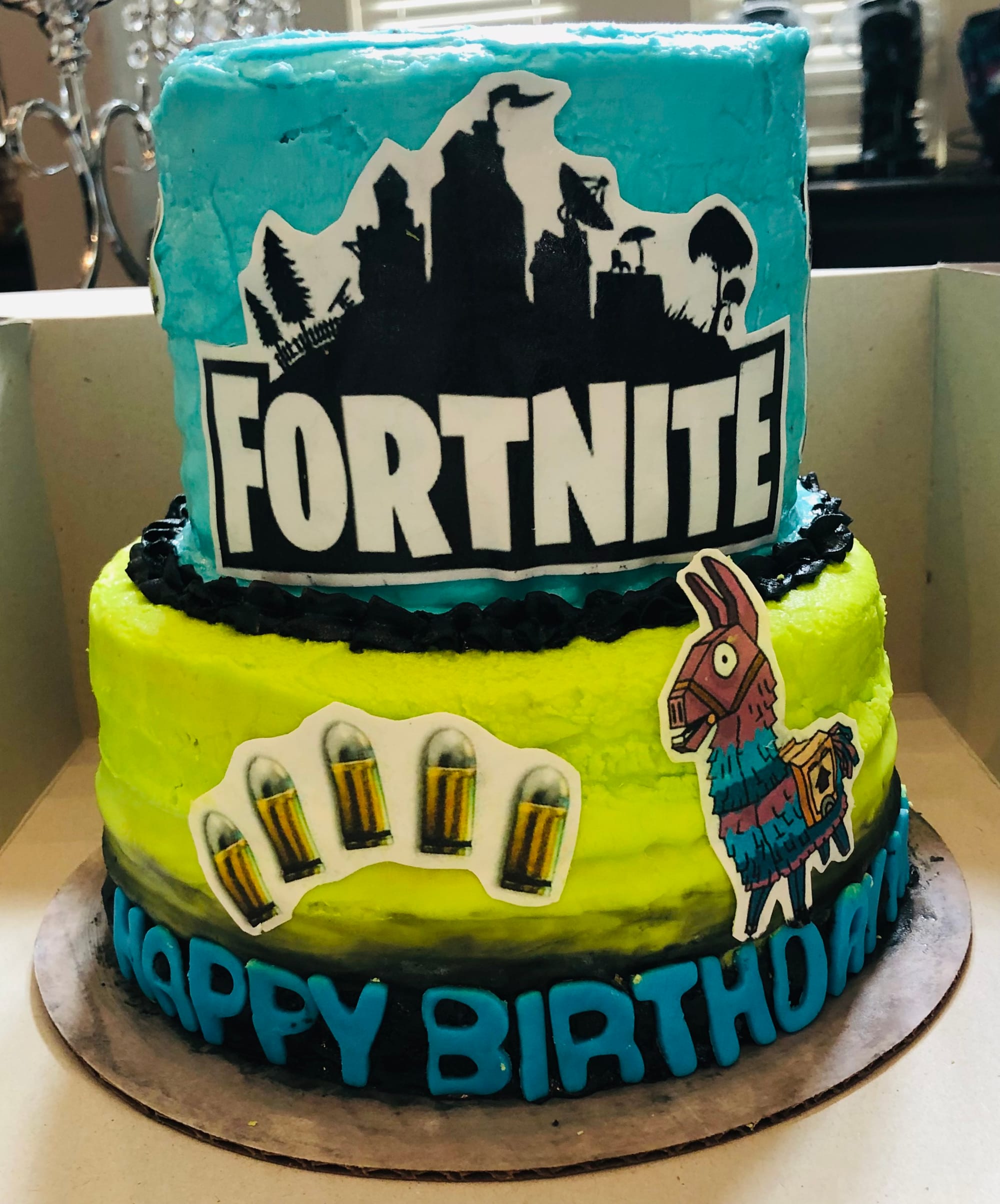 2 Tier Chocolate and Vanilla FortNite Cake With Buttercream Frosting ...