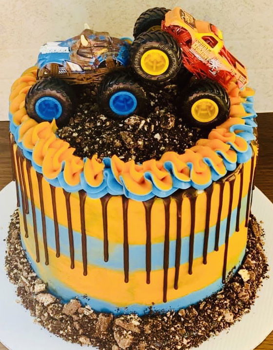 3 Layer Chocolate Explosion Monster Truck Cake With Buttercream ...