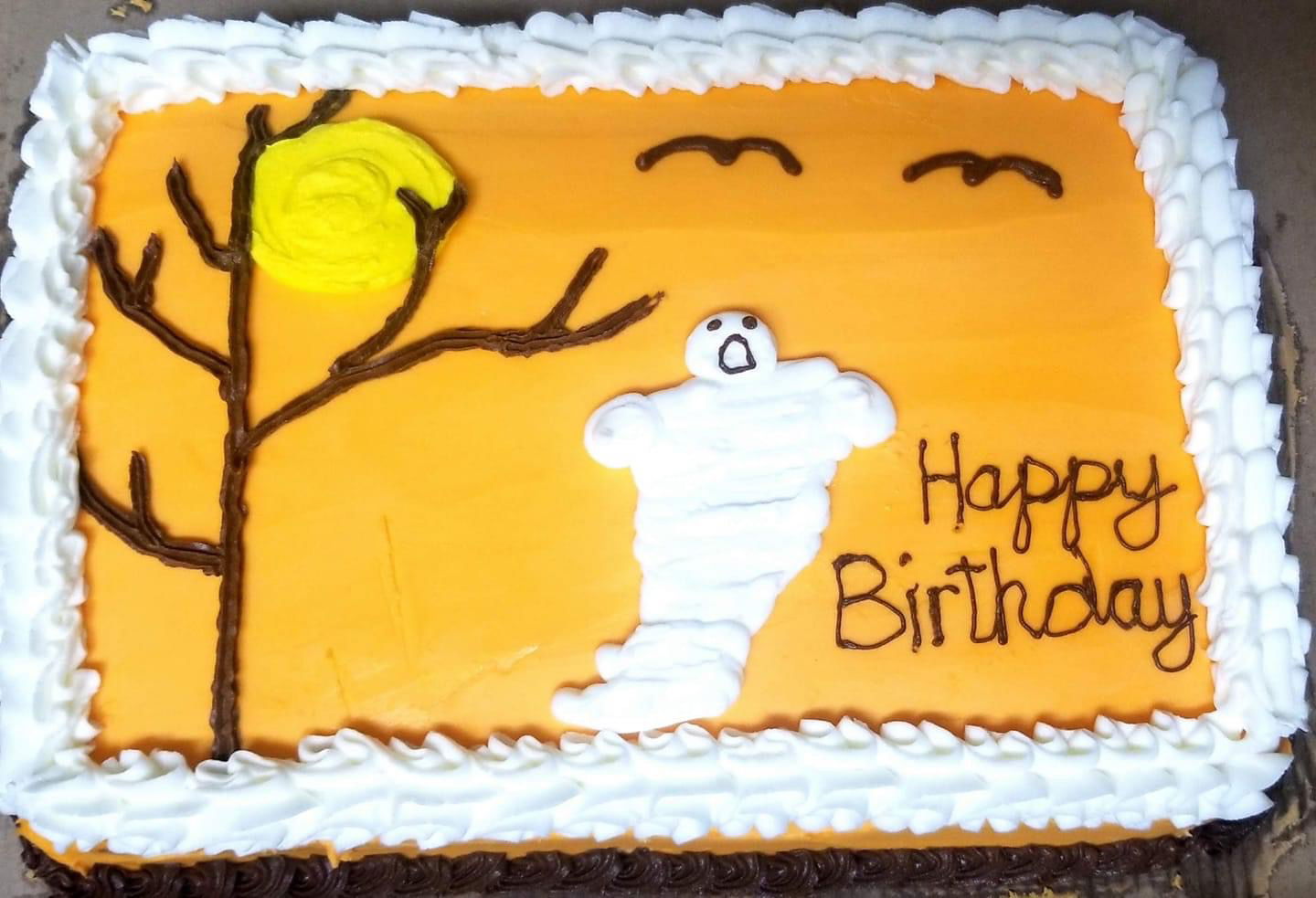 Chocolate Halloween Birthday Sheet Cake With Buttercream Frosting Cabbit Cakes 8255