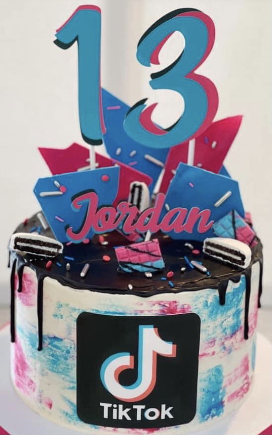 2 Layer Oreo Tik Tok Cake With Buttercream Frosting And Edible Image 