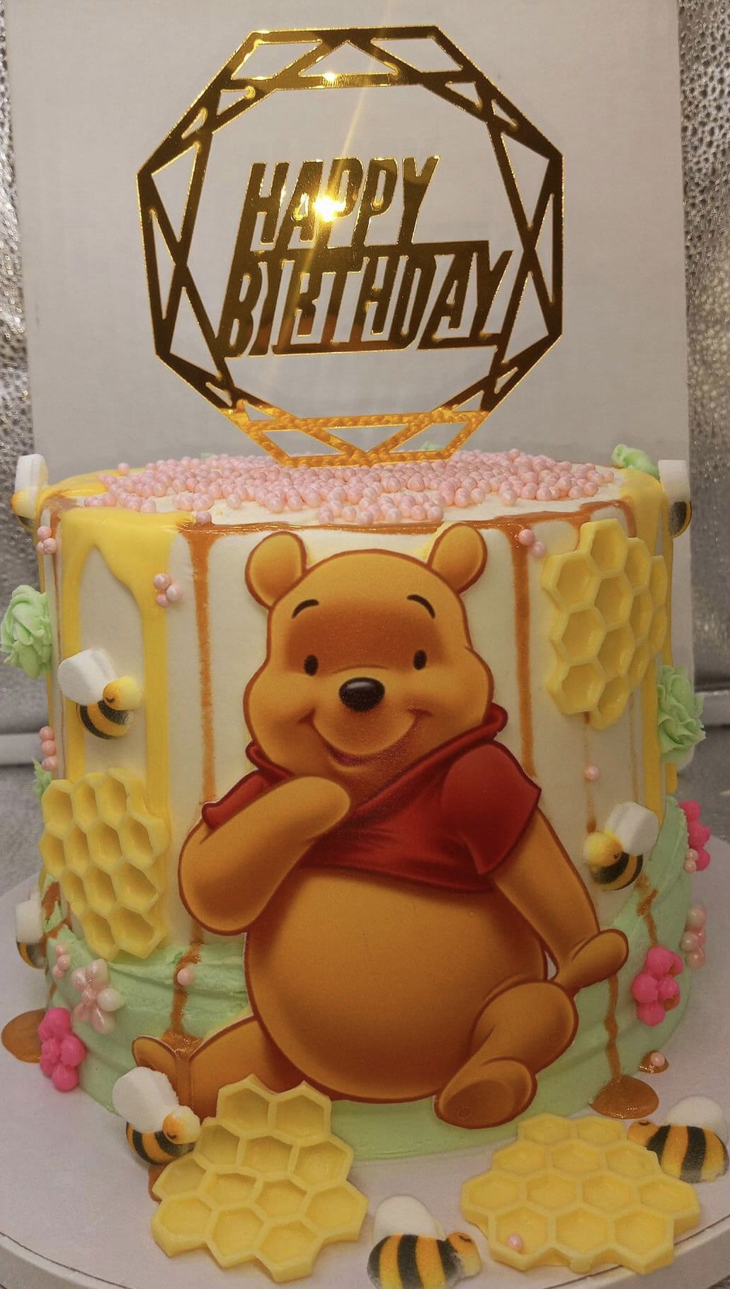 3 Layer Winnie the Pooh Vanilla Cake With Buttercream Frosting Edible