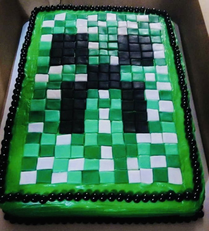 Chocolate MineCraft Sheet Cake With Buttercream Frosting and Fondant ...