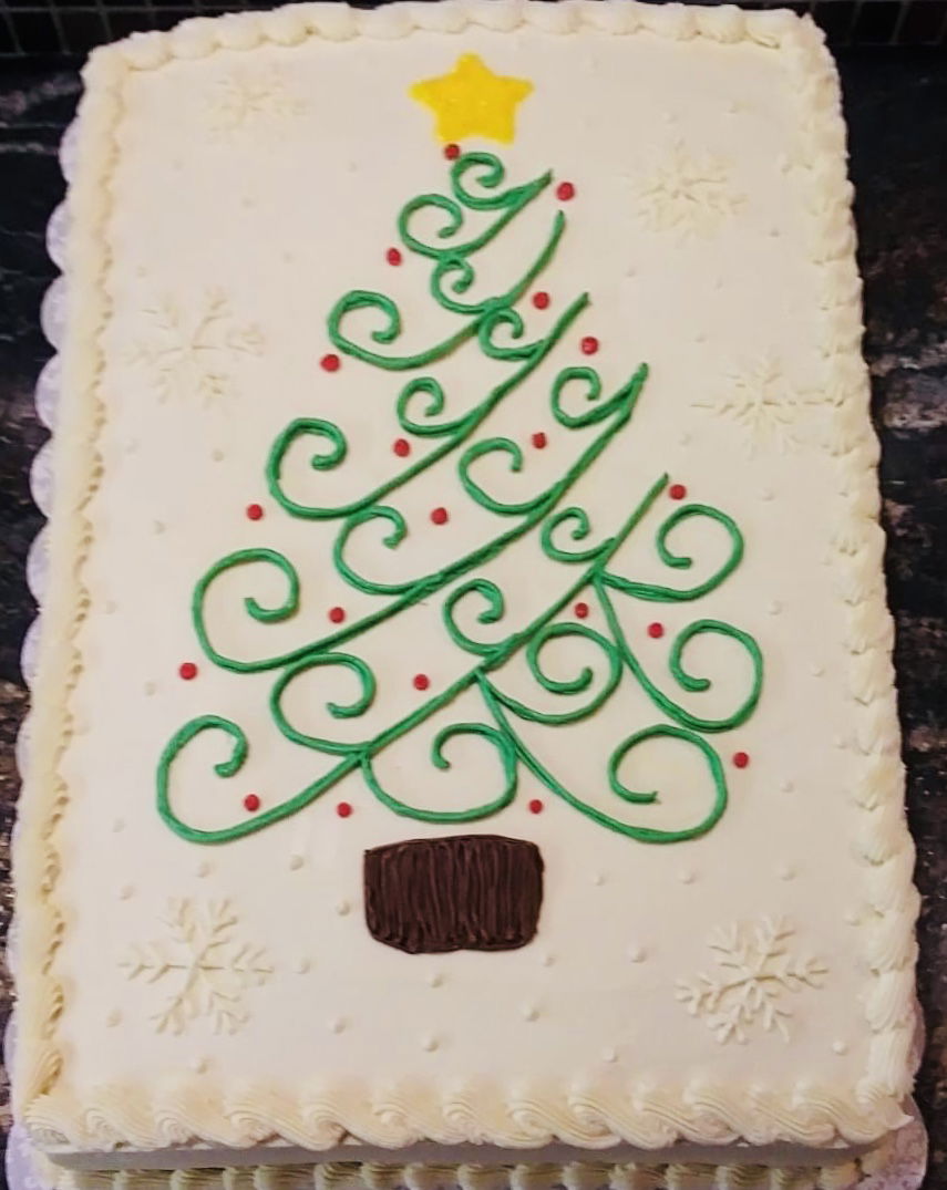 Vanilla Christmas Tree Sheet Cake With Buttercream Frosting
