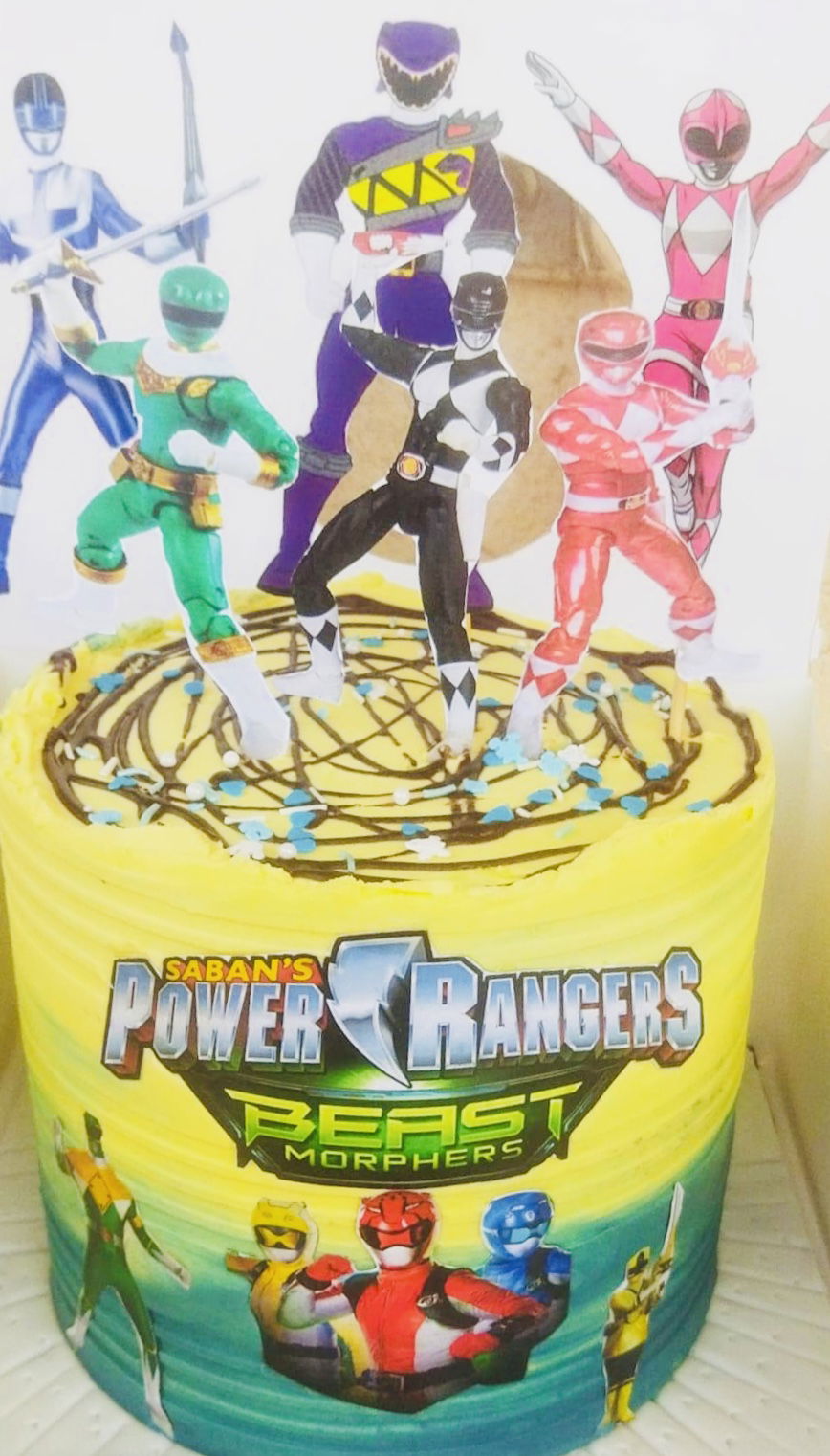 4 Layer Chocolate Power Rangers Cake with Buttercream Frosting and ...