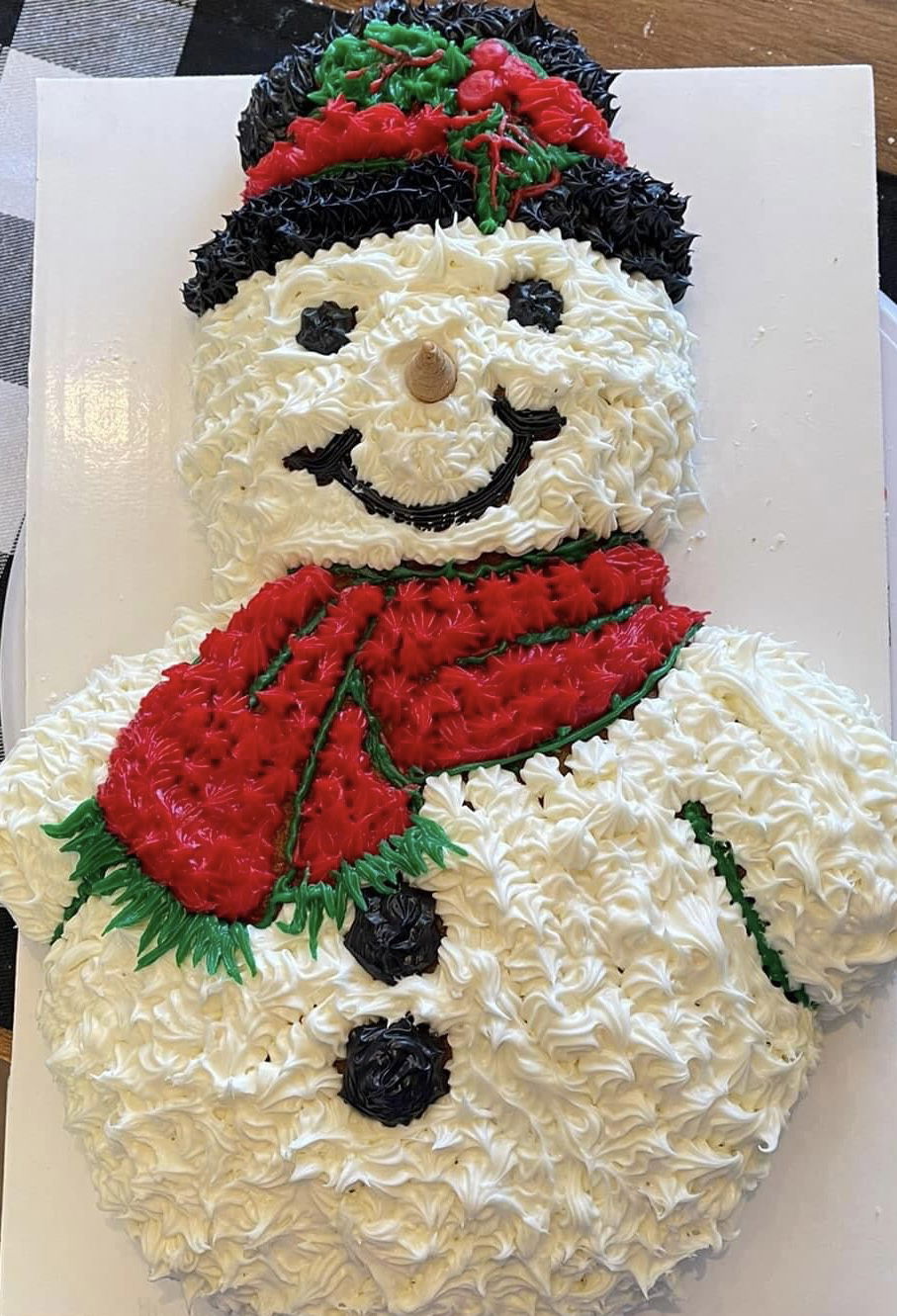 Vanilla Frosty The Snowman Cake with Buttercream Frosting