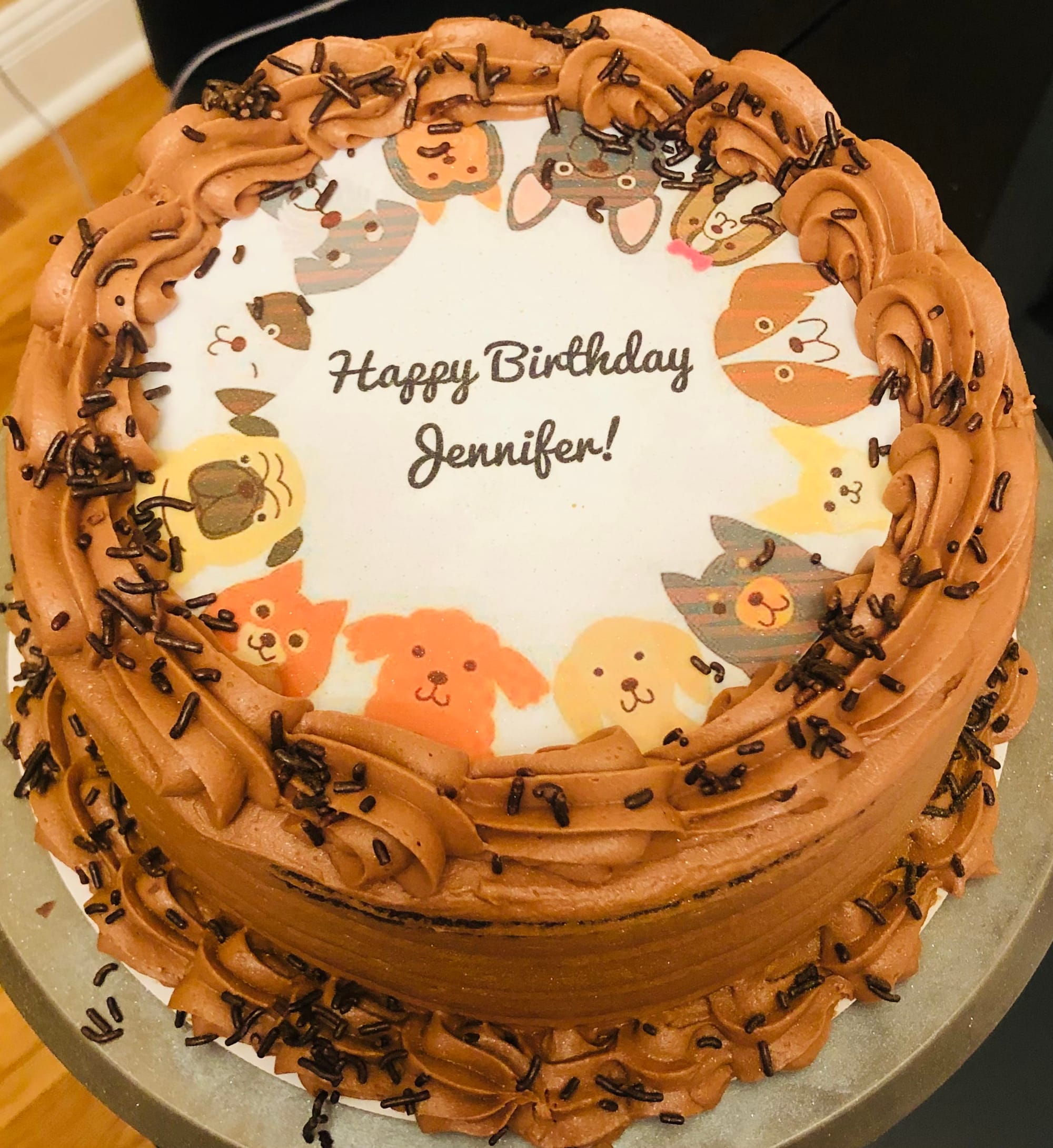 2 Layer Chocolate Cake With Chocolate Buttercream Frosting And Edible 