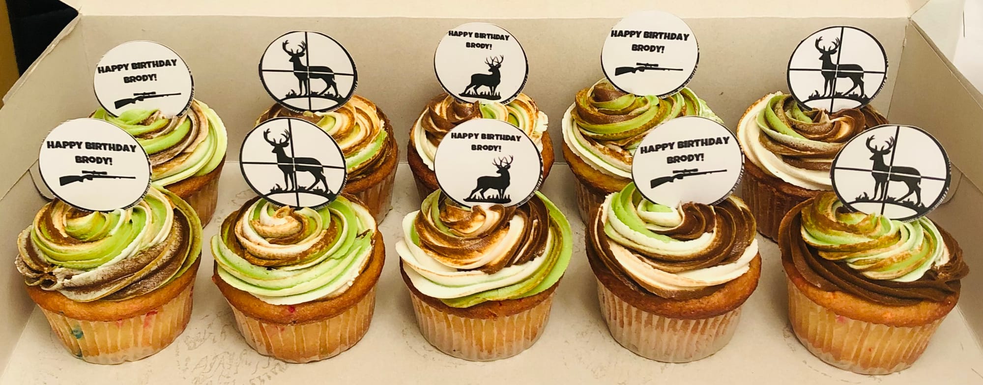 Camouflage Hunting Birthday Cake Cupcakes with Buttercream Frosting