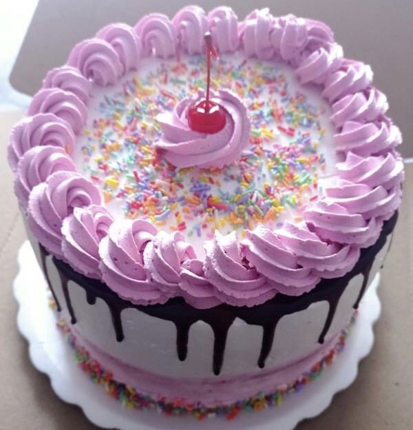2 Layer Vanilla and Chocolate Sparkle Birthday Cake With Buttercream Frosting