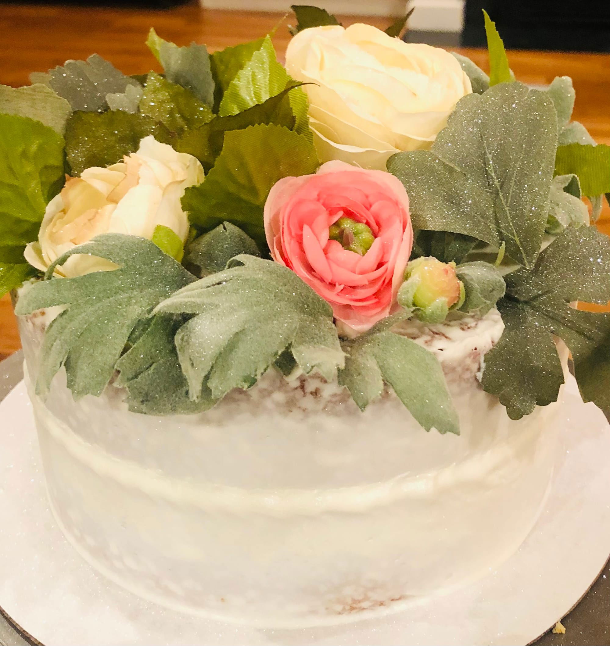 2 Layer Vanilla Rustic Cake with Buttercream Frosting