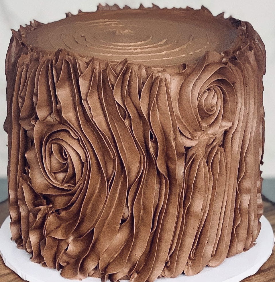3 Layer Chocolate Tree Stump Cake with Buttercream Frosting