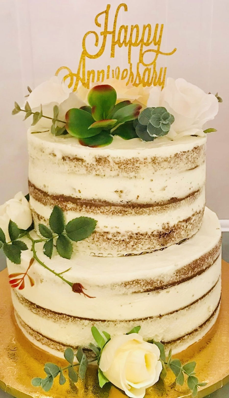 2 Tier Vanilla Rustic Anniversary Cake With Buttercream Frosting