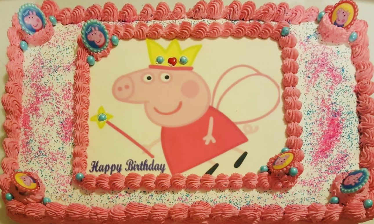 2 Layer Vanilla Peppa Pig Sheet Cake with Buttercream Frosting and ...