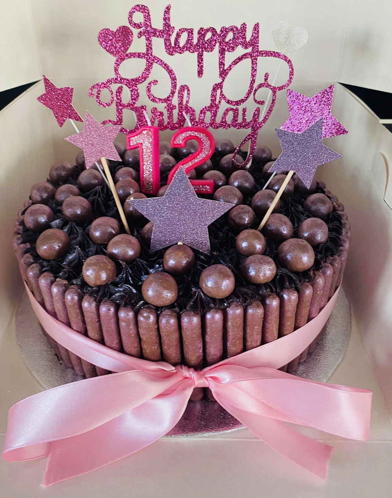 2 Layer Chocolate Overload Birthday Cake with Buttercream Frosting and Chocolate Candies