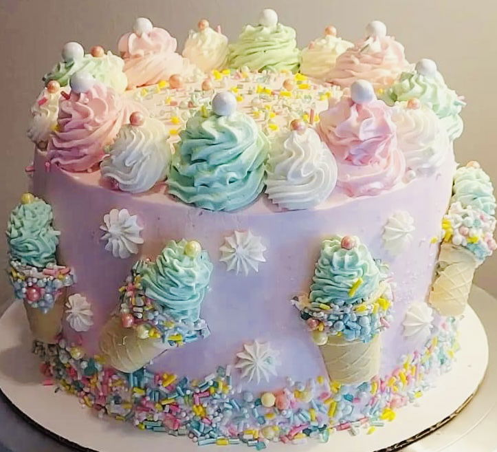 2 Layer Funfetti Ice Cream Cone Birthday Cake With Buttercream Frosting