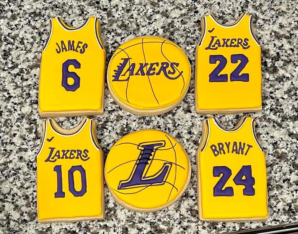 Royal Icing Lakers Basketball Cookies with Edible Images