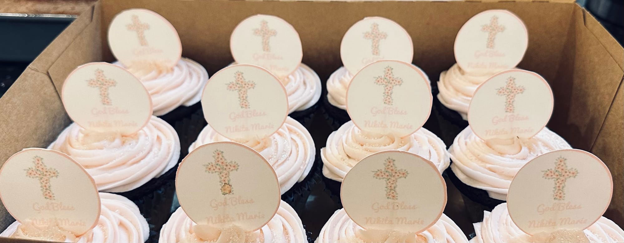 Chocolate Baptism Cupcakes with Buttercream Frosting
