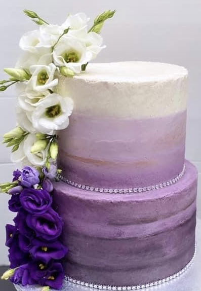 2 Tier Vanilla & Chocolate Wedding Cake with Buttercream Frosting