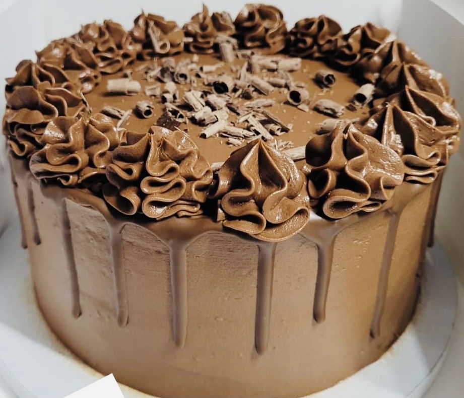 2 Layer Chocolate Silk Cake with Chocolate Buttercream Frosting