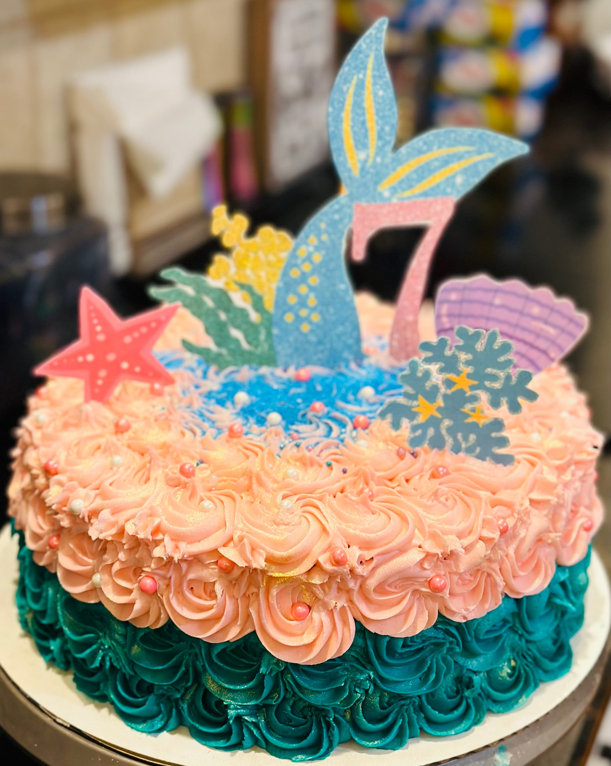 3 Layer Funfetti Mermaid Birthday Cake with Buttercream Frosting