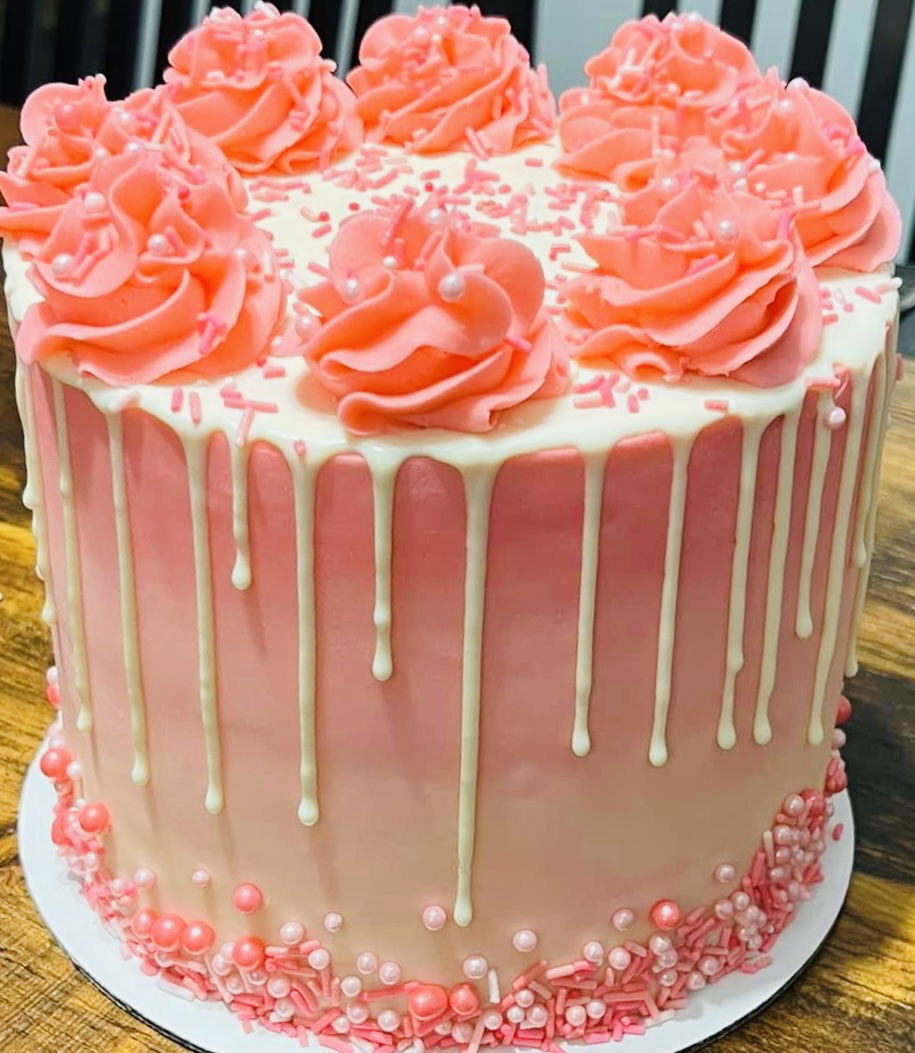 3 Layer Strawberry Cake with Buttercream Frosting