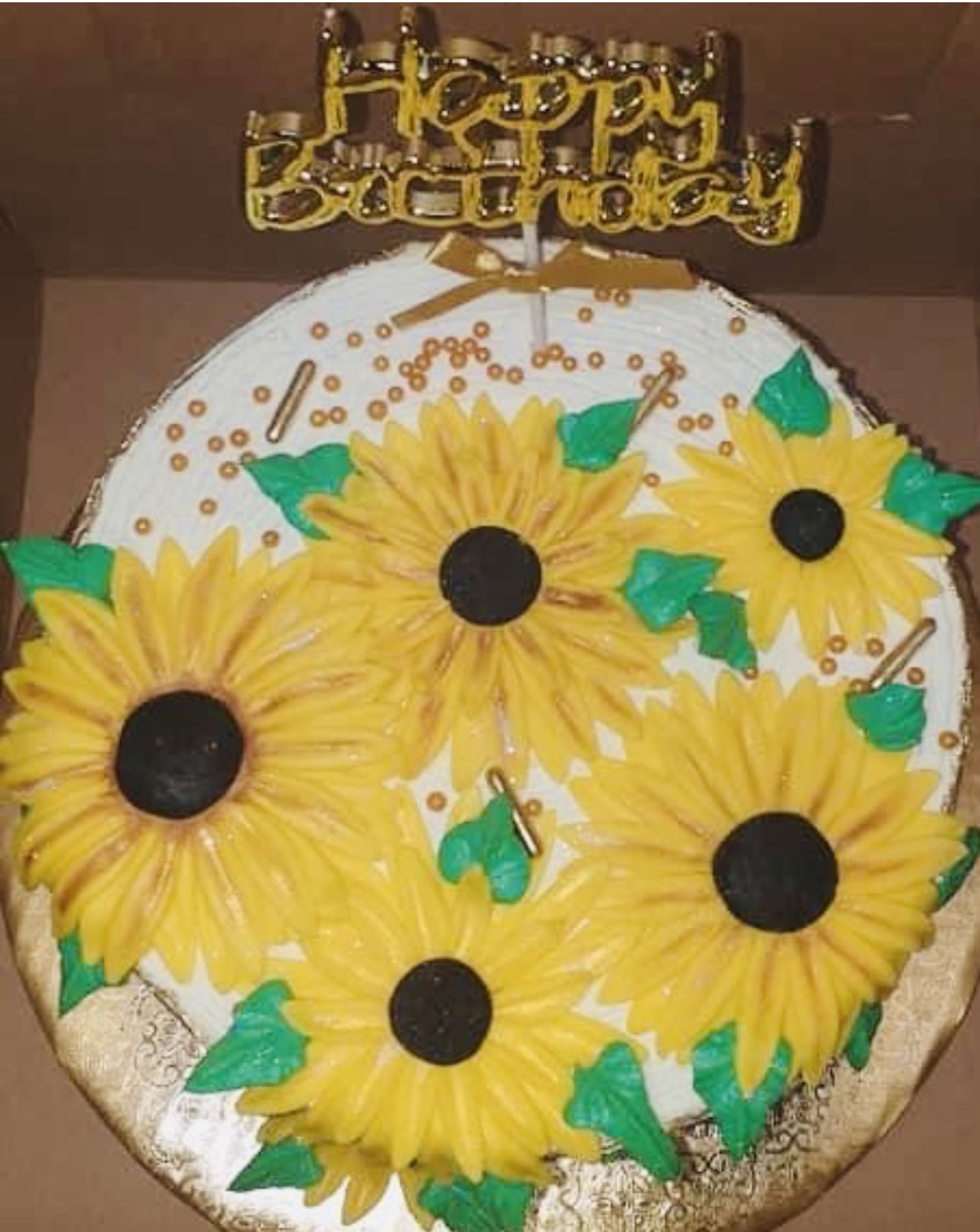 2 Layer Vanilla Sunflower Cake with Buttercream Frosting