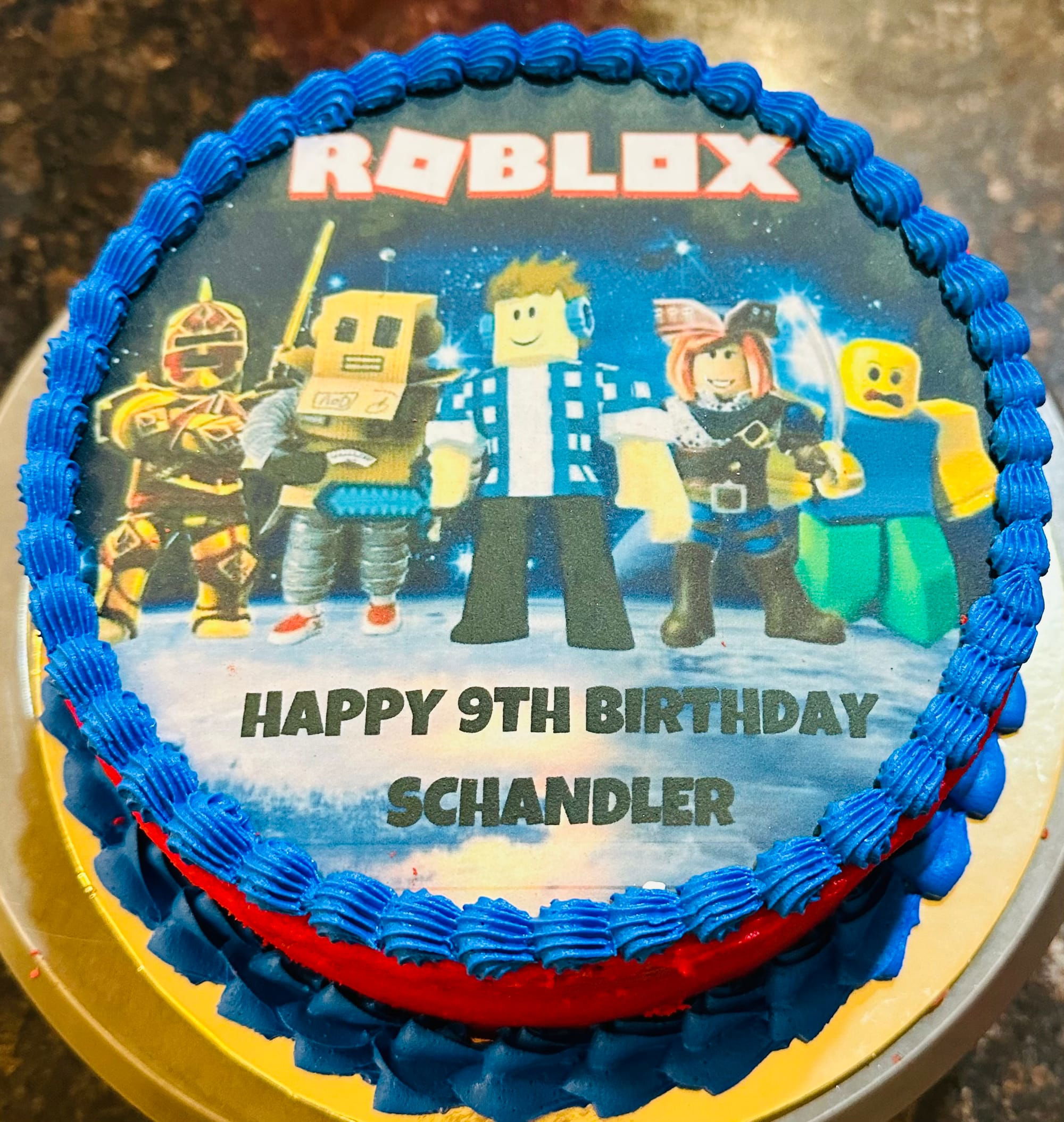 2 Layer Oreo Roblox Cake with Buttercream Frosting and Edible Image