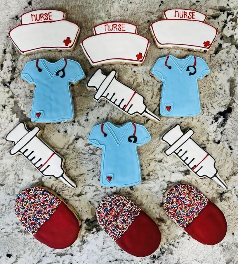 Royal Icing Nurse Sugar Cookies with Edible Images