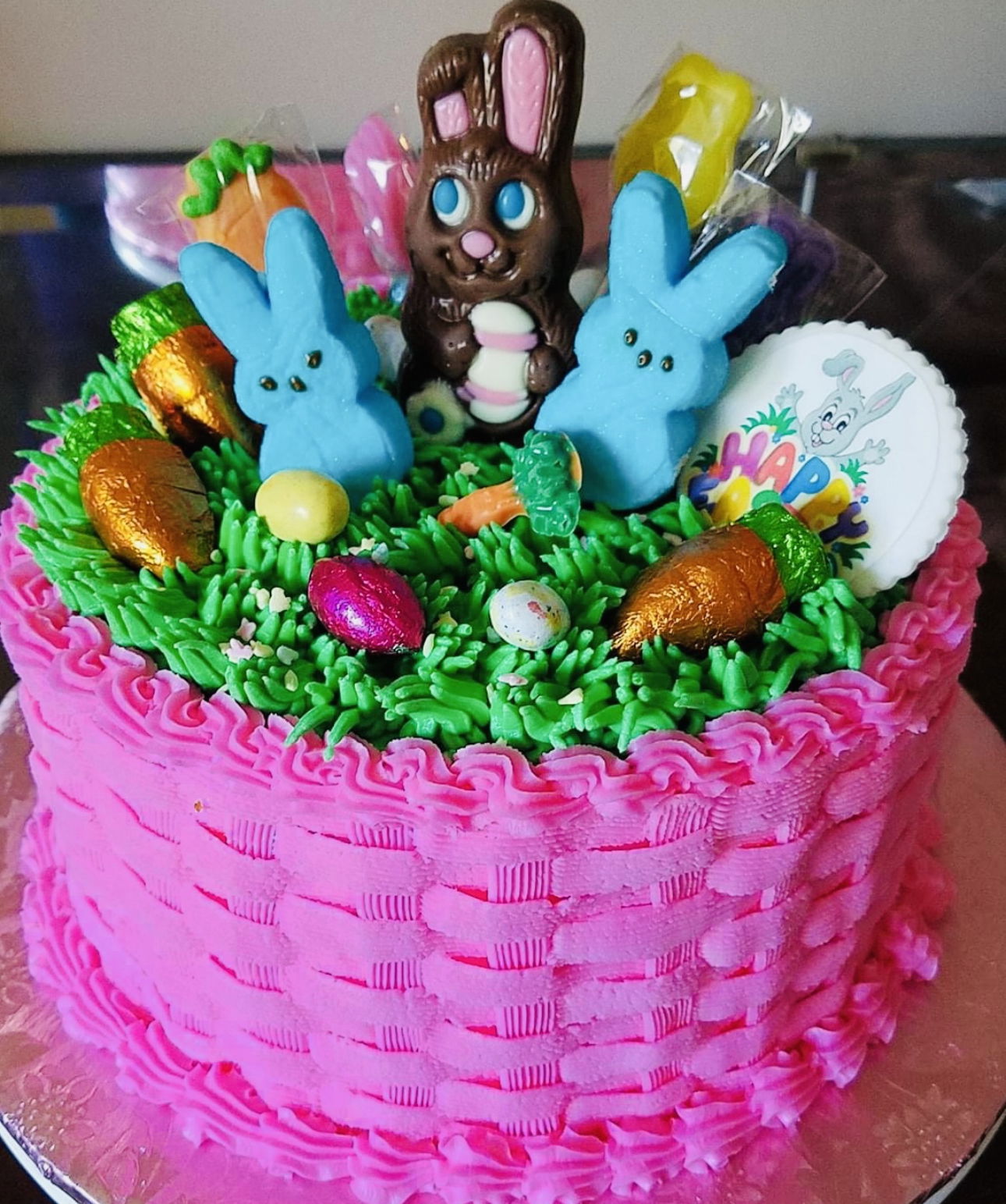 2 Layer Chocolate Easter Basket Weave Cake with Buttercream Frosting