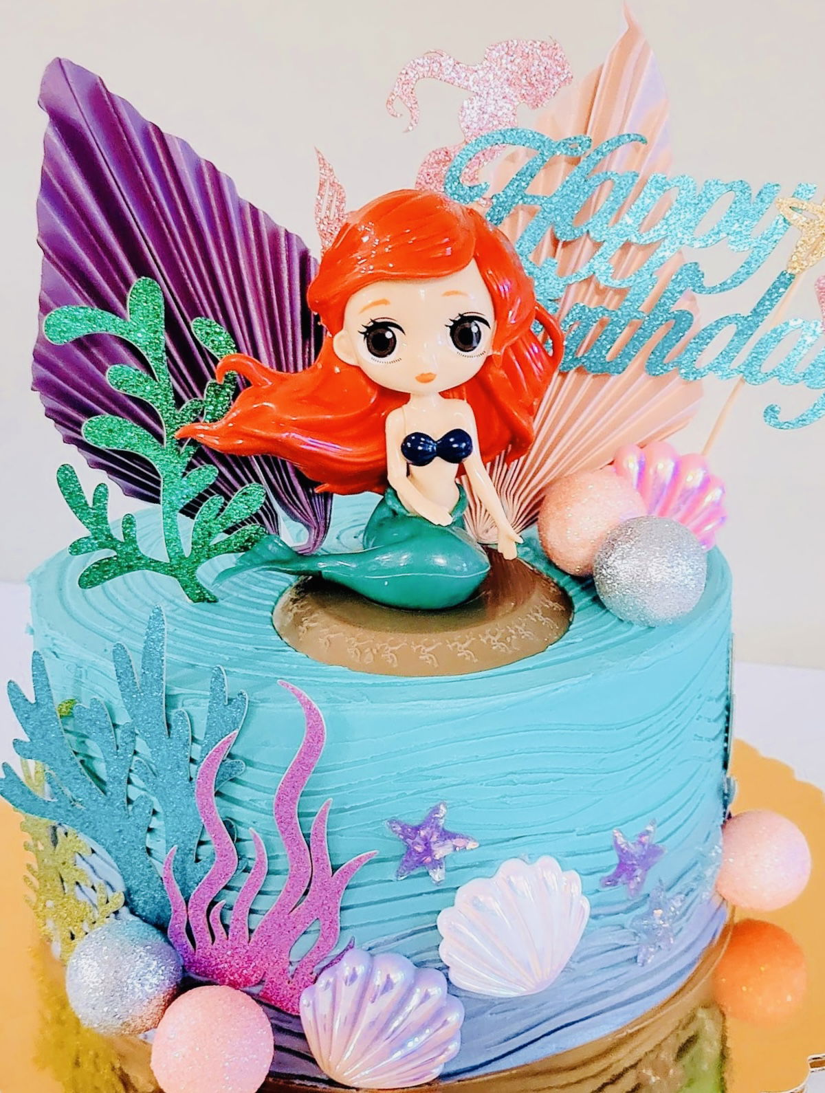 2 Layer Funfetti The Little Mermaid Birthday Cake with Buttercream Frosting