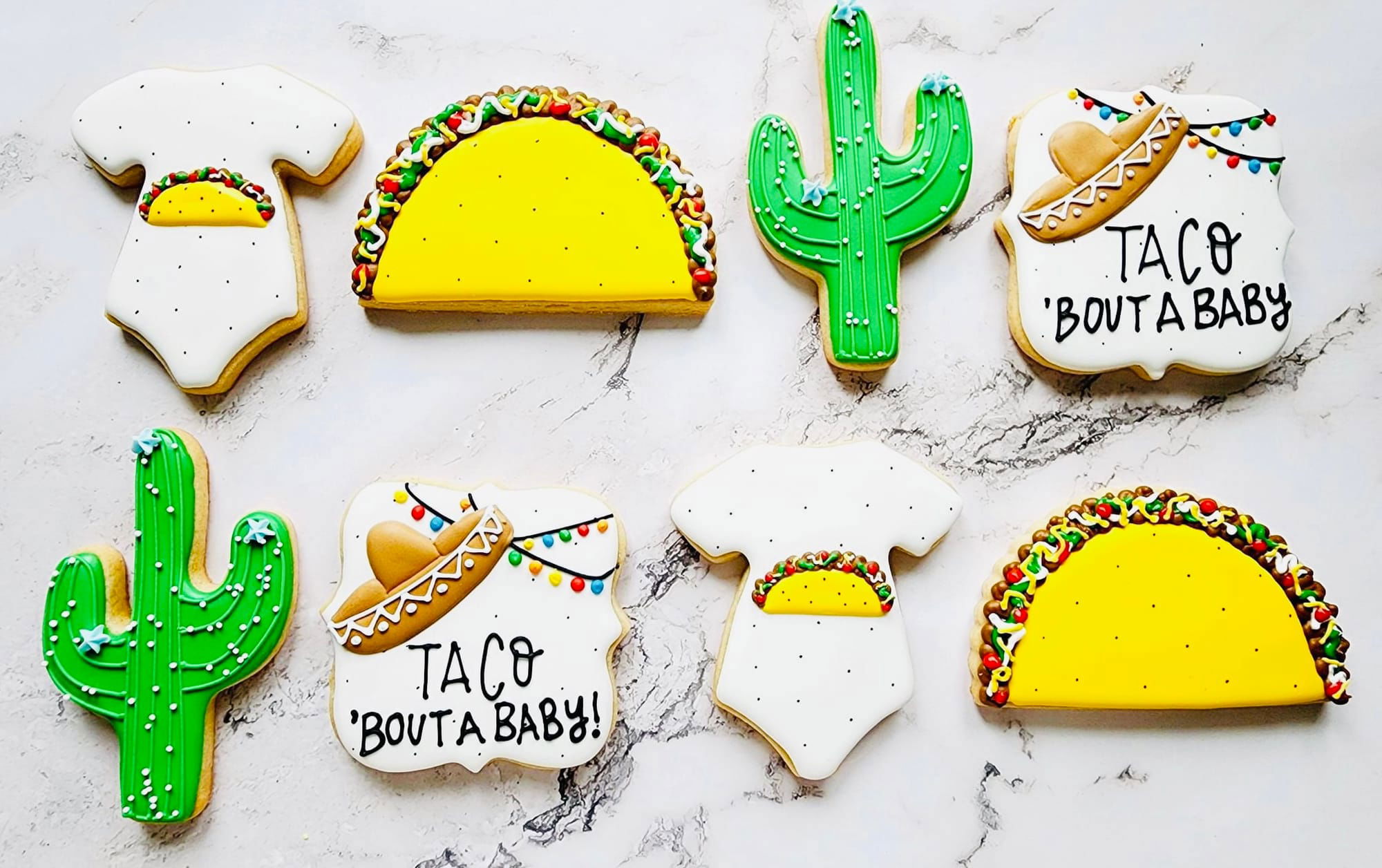 Royal Icing Taco ‘Bout A Baby Baby Shower Cookies with Images