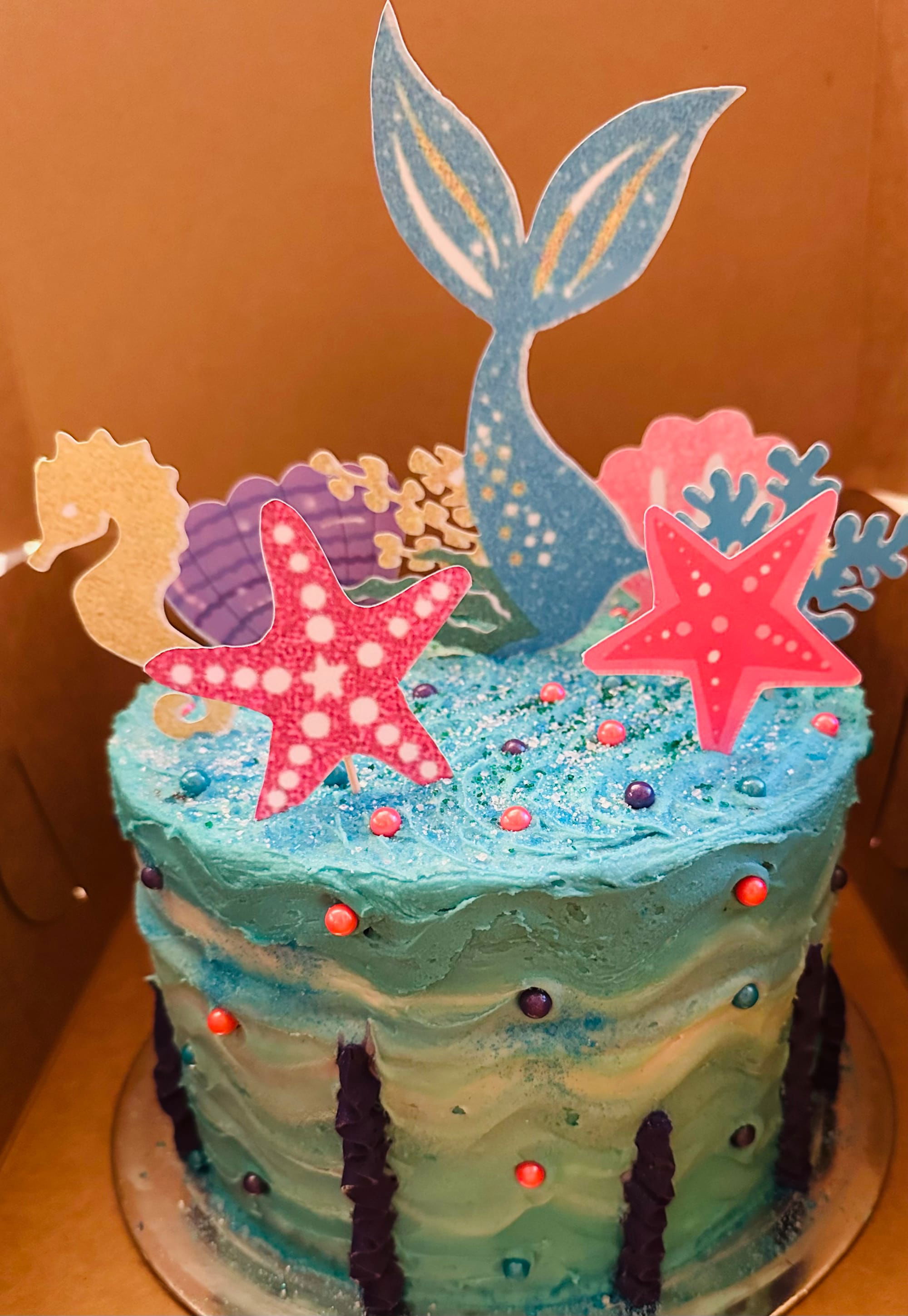 3 Layer Vanilla Mermaid Cake with Buttercream Frosting