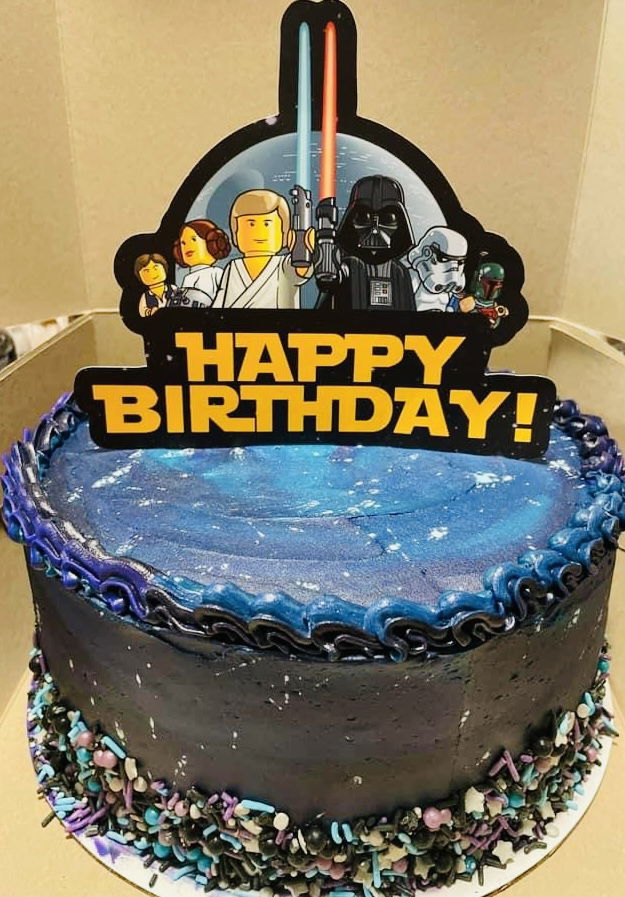 2 Layer Funfetti Star Wars Cake with Buttercream Frosting