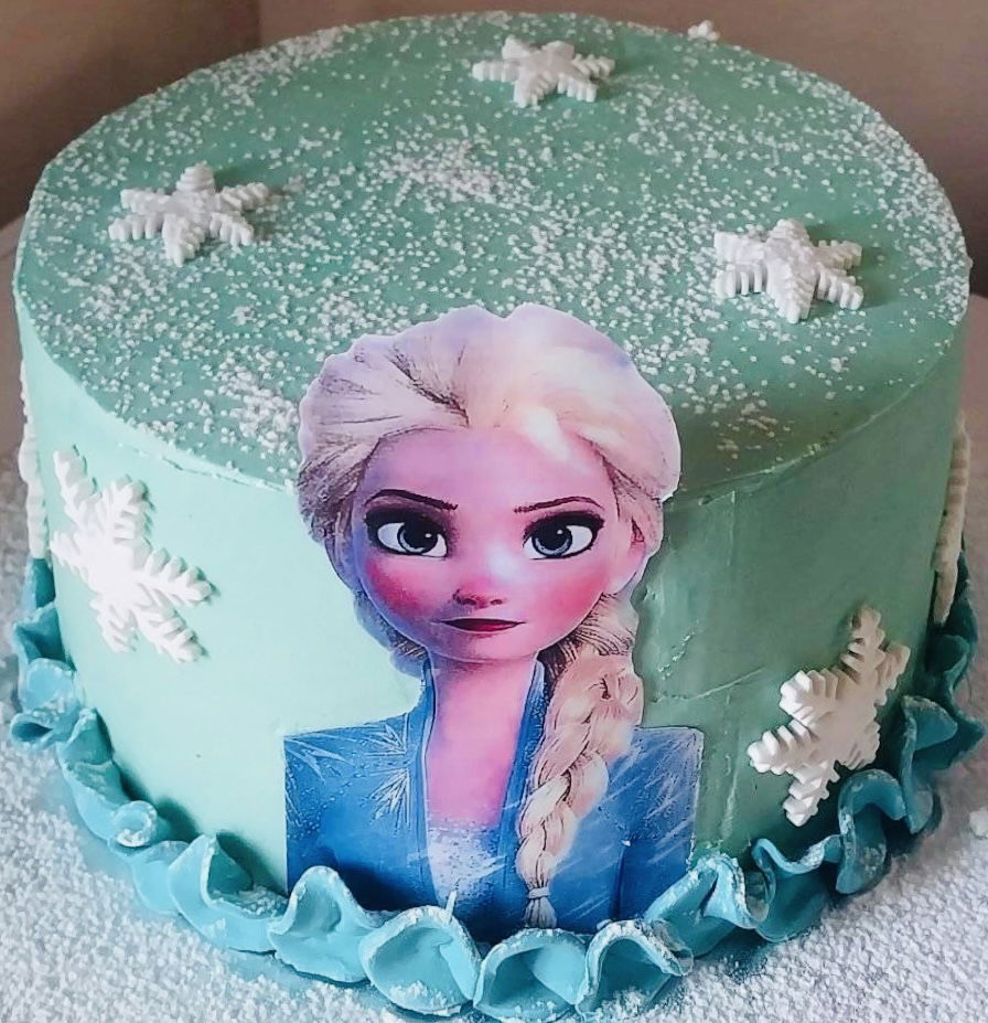 2 Layer Funfetti Frozen Elsa Birthday Cake with Buttercream Frosting and Edible Image