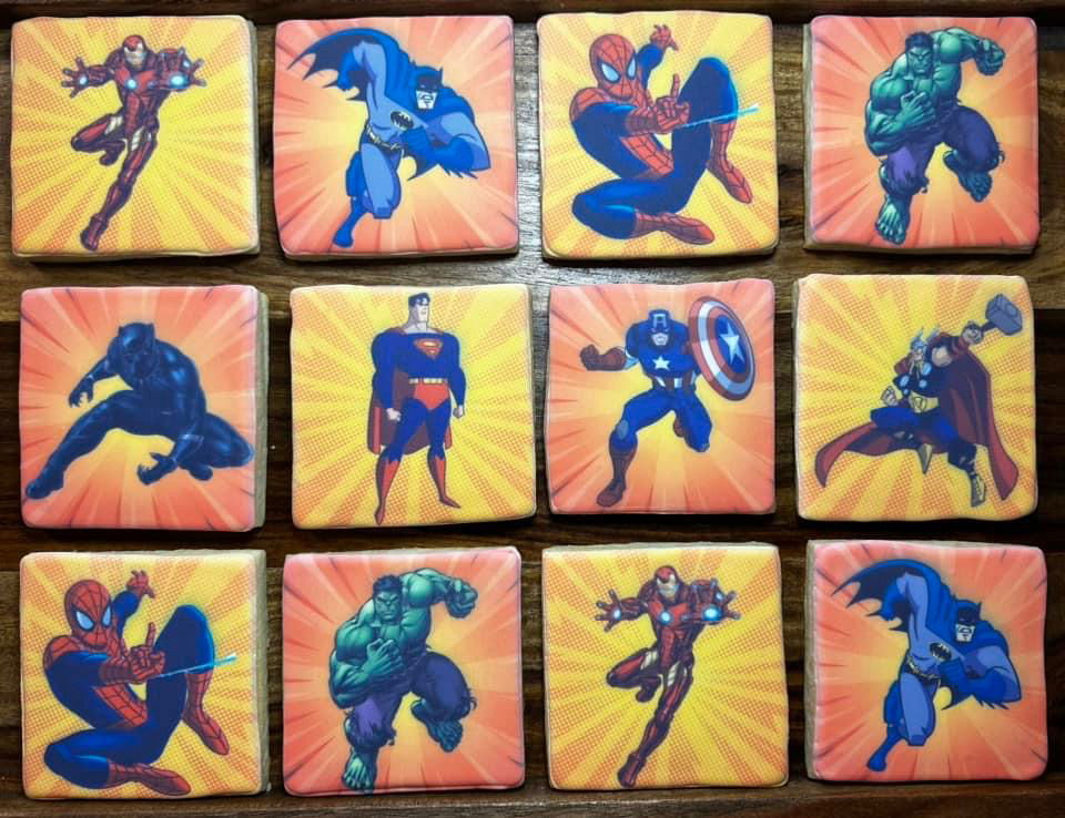 Royal Icing Superhero Cookies with Images