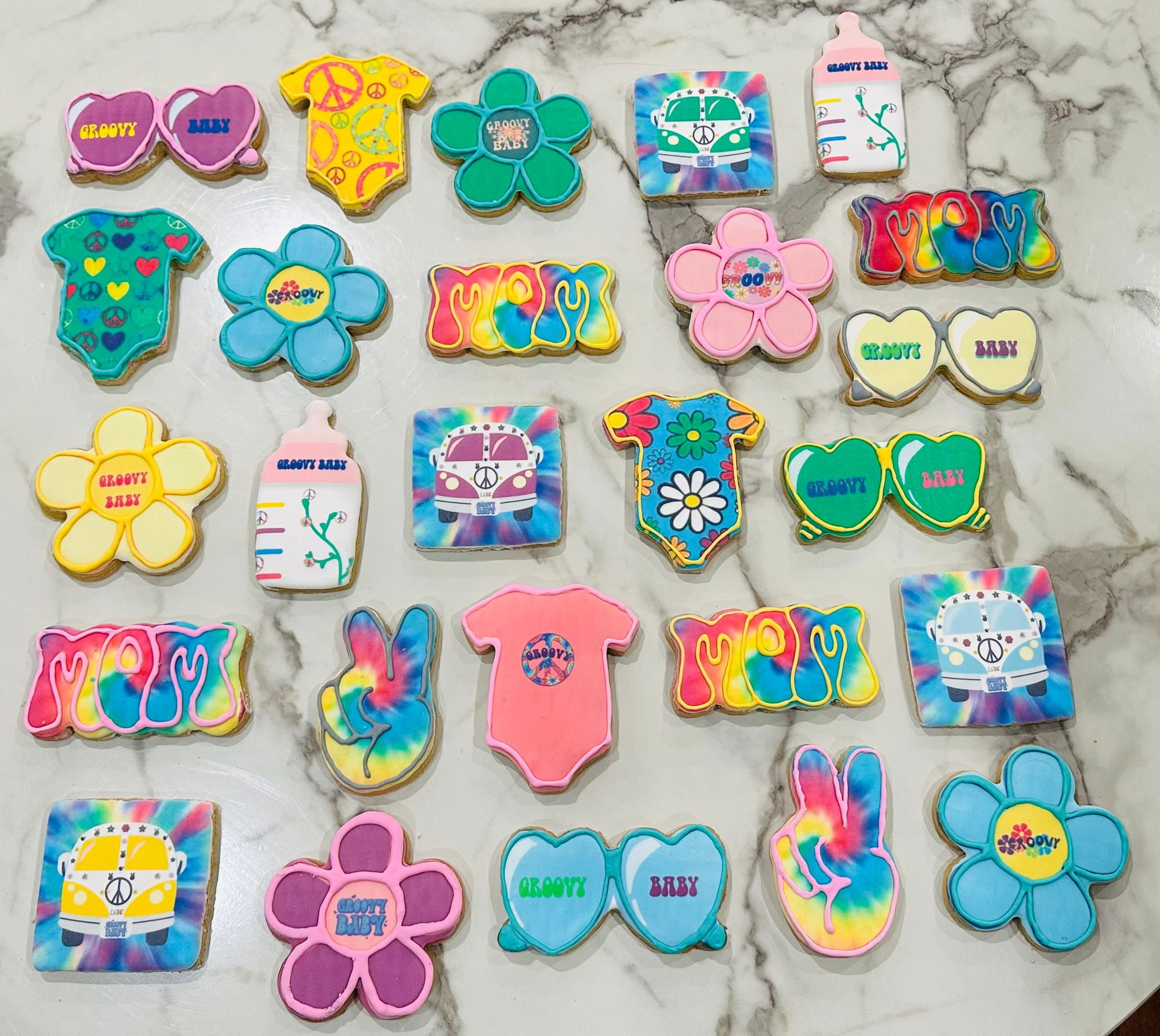 Groovy Baby Shower Royal Icing Sugar Cookies with Images