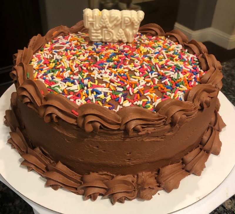 2 Layer Chocolate Birthday Cake With Chocolate Buttercream Frosting ...