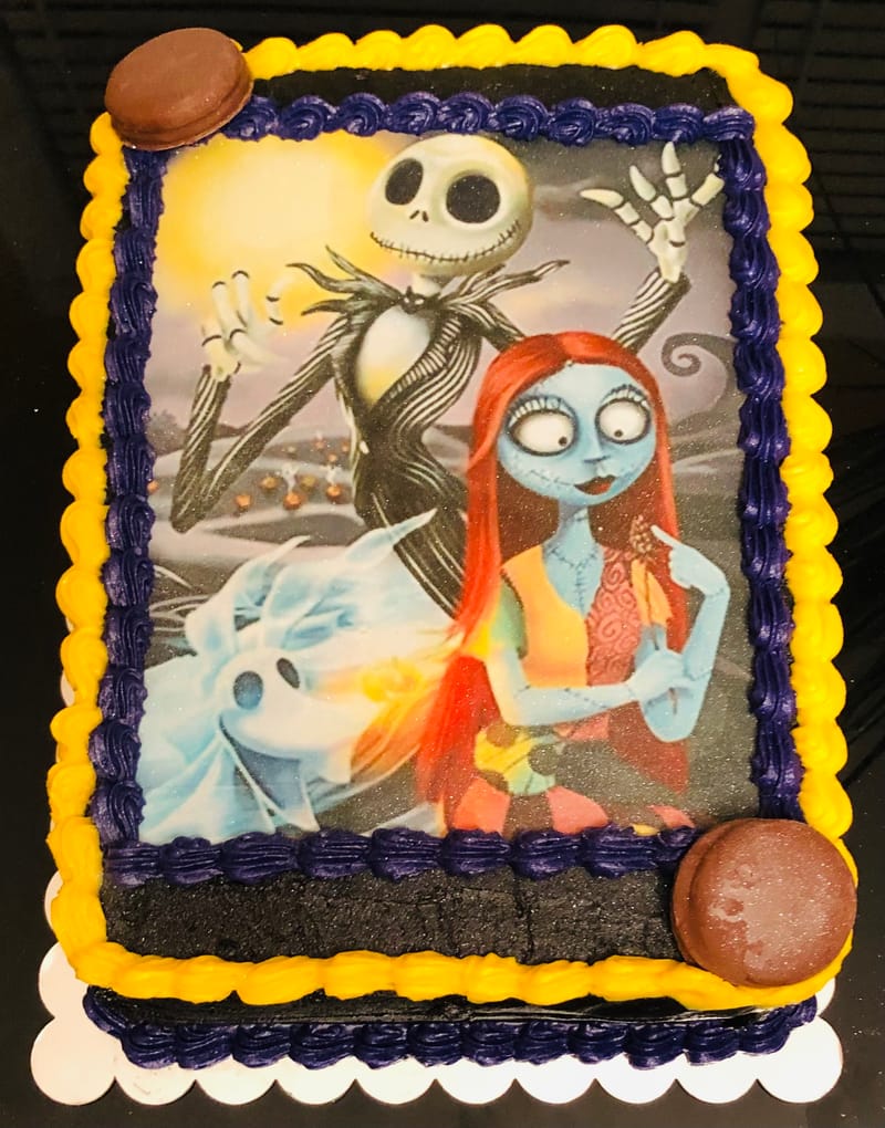 2 Layer Vanilla Nightmare Before Christmas Sheet Cake With Buttercream ...