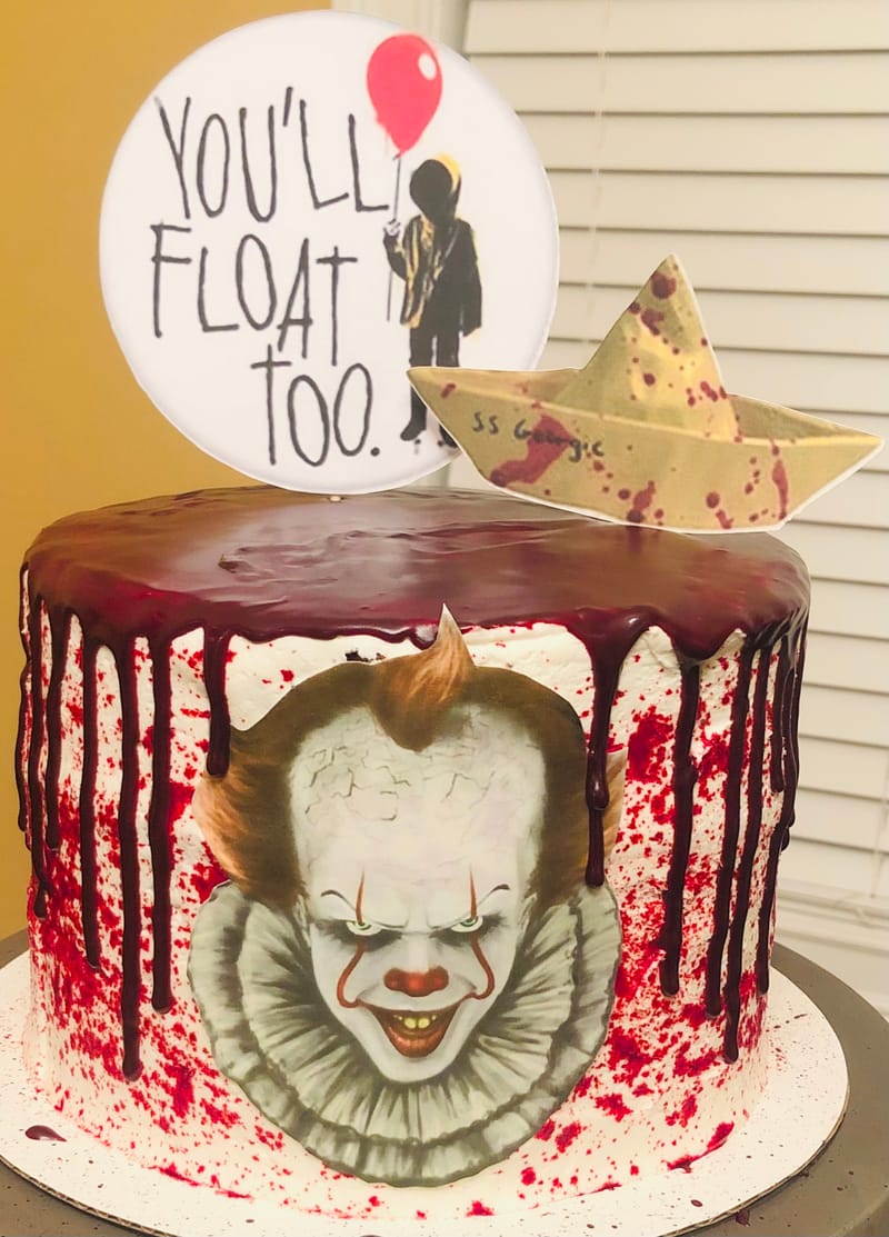 3 Layer Chocolate Pennywise IT Cake With Buttercream Frosting And 800 636f1d8e3fe7b