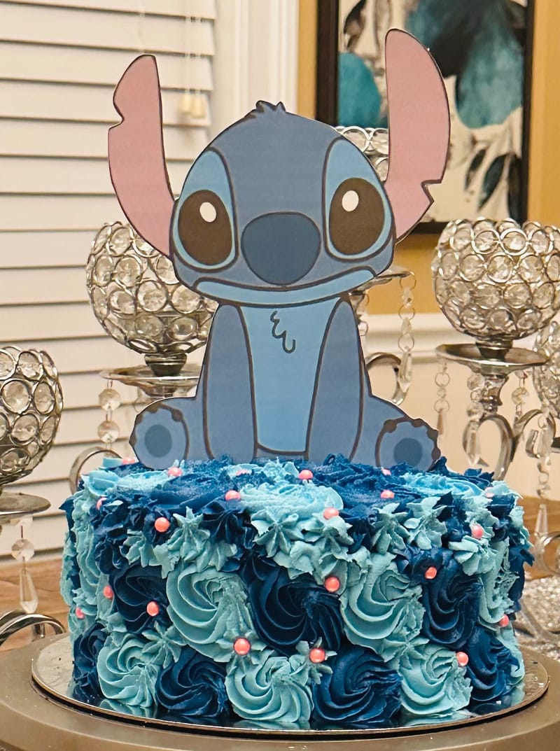 2 Layer Chocolate Stitch Cake with Buttercream Frosting - Cabbit Cakes