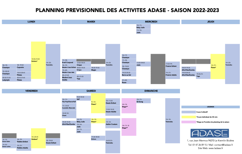 Emploi du Temps 2022-2023